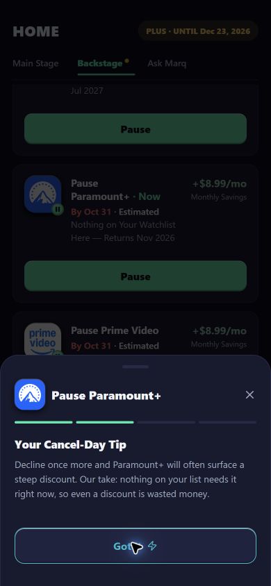 An Example Paramount+ Pause Guide from the Current App